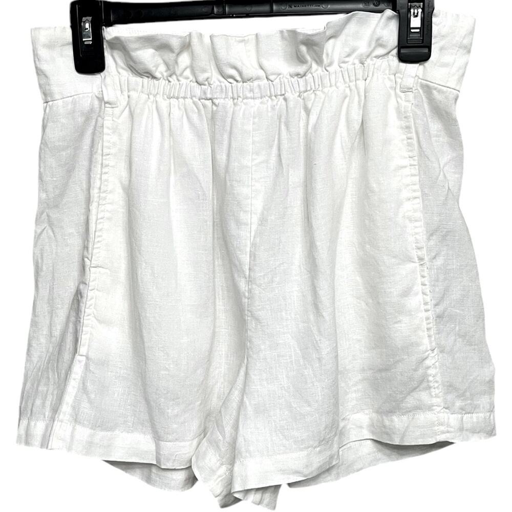 ARITZIA WILFRED White Linen Elastic Waist Shorts w/Pockets Women's Size 4โ